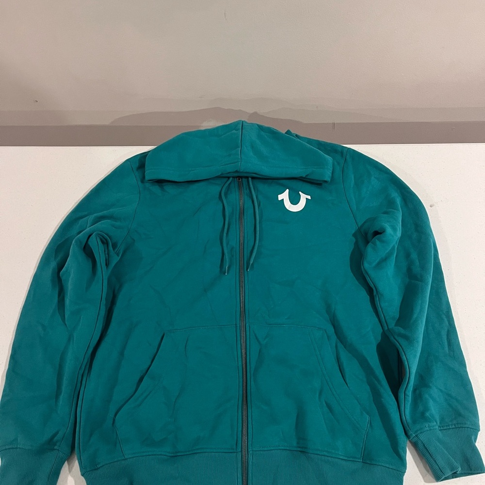 True Religion Turquoise Hoodie with Logo